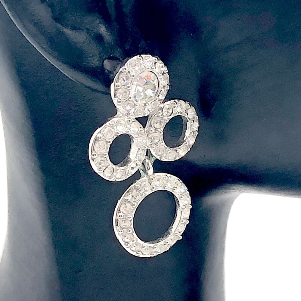 Kate Spade Delicate Dots CZ Pave Circle Drop Earrings Silver Tone